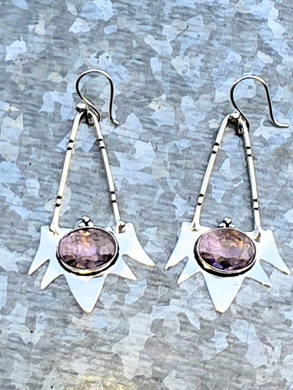 Pink Kunzite Faceted Gemstone Dangle Earrings In 925 Sterling Silver (2.5")